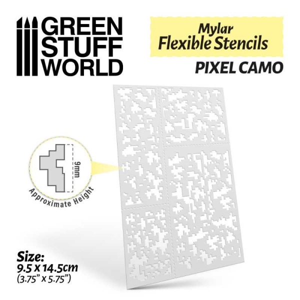 Flexible Mylar  Schablone - Pixel Camo